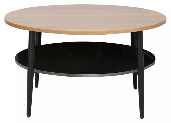 Masuta cafea ELLA A, stejar/negru mat, PAL/metal, 80x45 cm