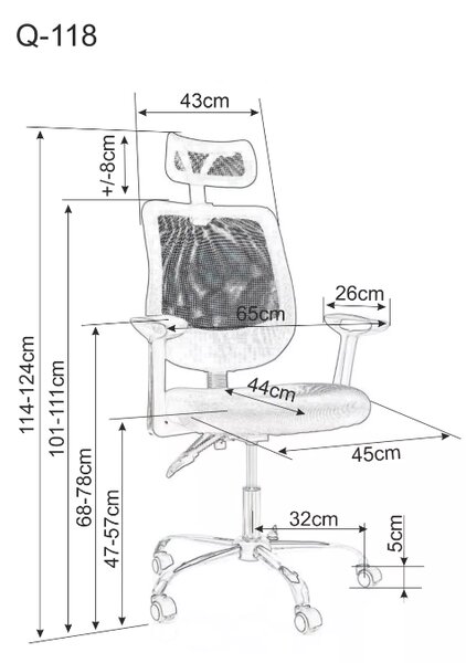 Scaun de birou negru FLEXISEAT Q-118RC