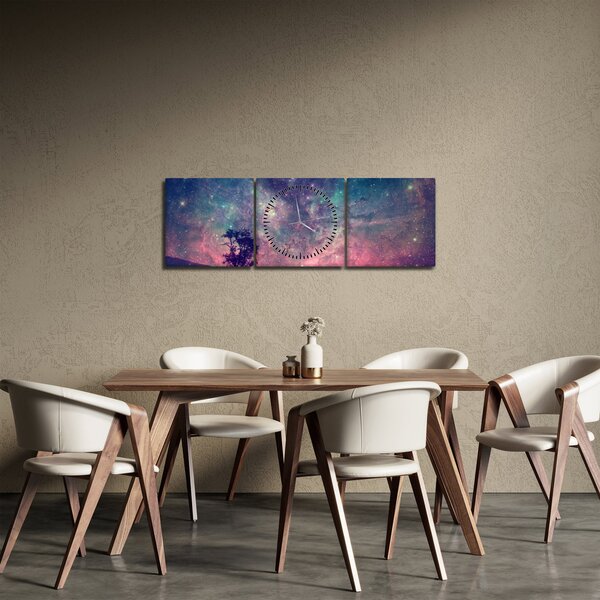 Tablou - Cer de noapte din alta dimensie (cu ceas) (90x30 cm)