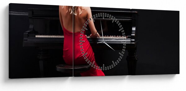 Tablou - Femeia cântând la pian (cu ceas) (90x30 cm)