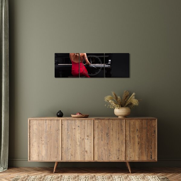 Tablou - Femeia cântând la pian (cu ceas) (90x30 cm)