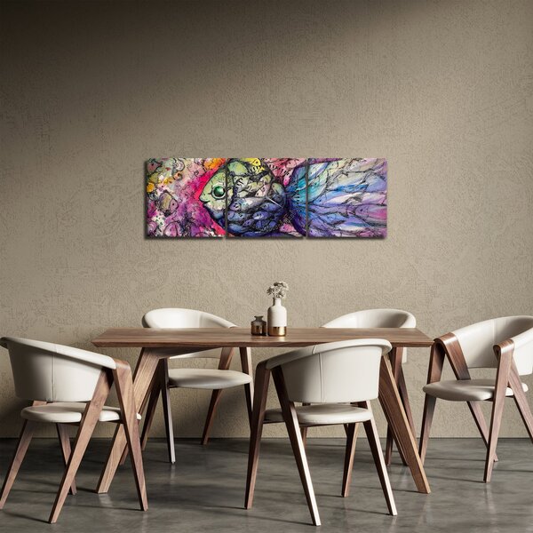 Tablou - Peștișorul colorat (cu ceas) (90x30 cm)