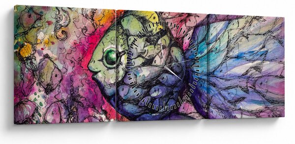 Tablou - Peștișorul colorat (cu ceas) (90x30 cm)