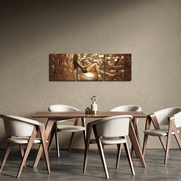 Tablou - Femeia în încăperea de aur (cu ceas) (90x30 cm)