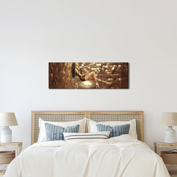 Tablou - Femeia în încăperea de aur (cu ceas) (90x30 cm)