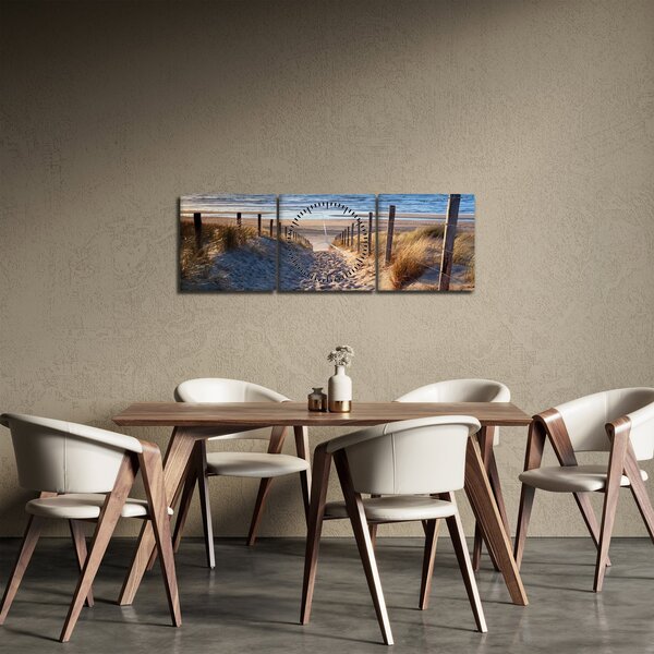 Tablou - Drum spre plaja din Marea Nordului, Țările de Jos (cu ceas) (90x30 cm)
