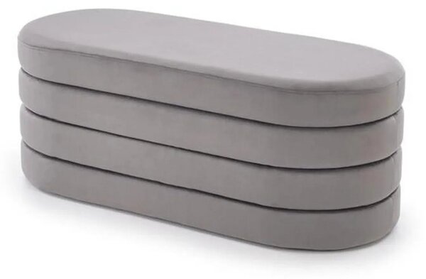 Bancheta CALPI, stofa catifelata gri, 110x46x42 cm