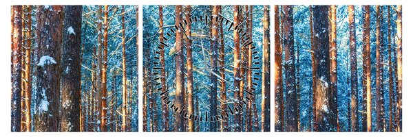 Tablou - Pădurea iarna (cu ceas) (90x30 cm)