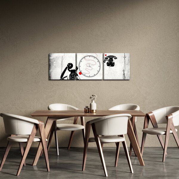 Tablou - Desen de telefon în stilul lui Banksy (cu ceas) (90x30 cm)