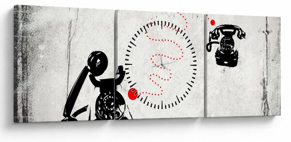 Tablou - Desen de telefon în stilul lui Banksy (cu ceas) (90x30 cm)