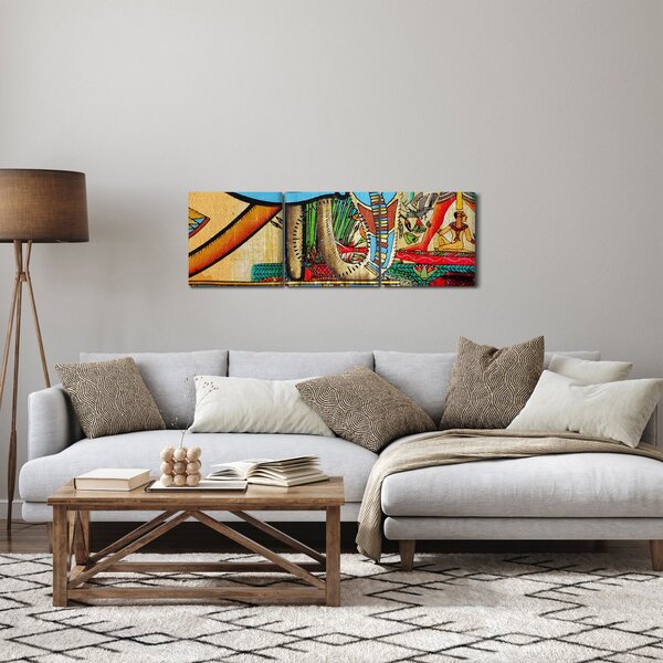 Tablou - Pictură egipteană (cu ceas) (90x30 cm)