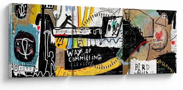 Tablou - Graffiti (cu ceas) (90x30 cm)