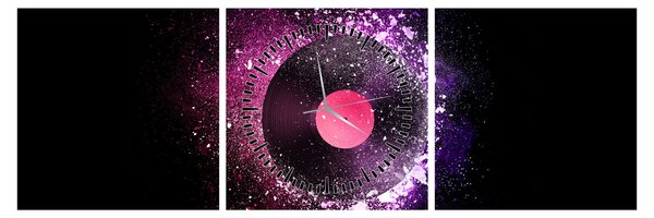Tablou - Disc de vinil roz-violet (cu ceas) (90x30 cm)