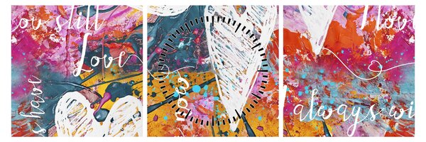Tablou - Inima pe un fundal abstract (cu ceas) (90x30 cm)