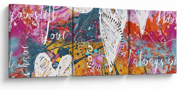 Tablou - Inima pe un fundal abstract (cu ceas) (90x30 cm)