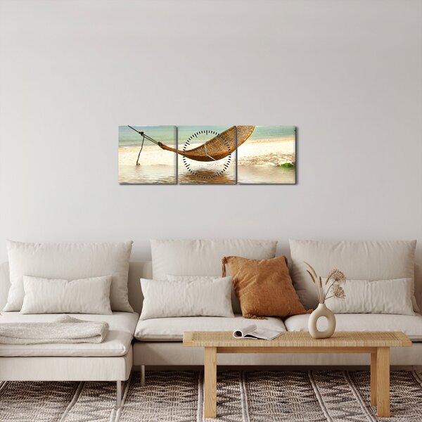 Tablou - Relax la plajă (cu ceas) (90x30 cm)