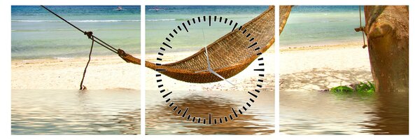 Tablou - Relax la plajă (cu ceas) (90x30 cm)
