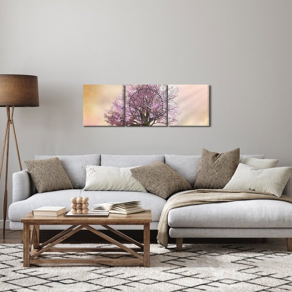 Tablou - Copacul înflorit în deal (cu ceas) (90x30 cm)