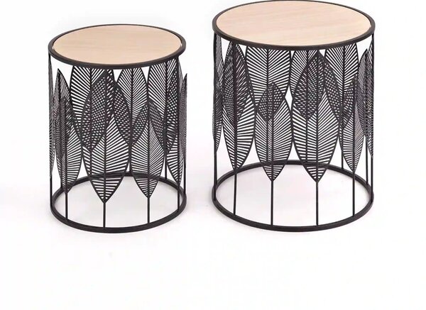 Set 2 masute cafea FOLLA, stejar/negru