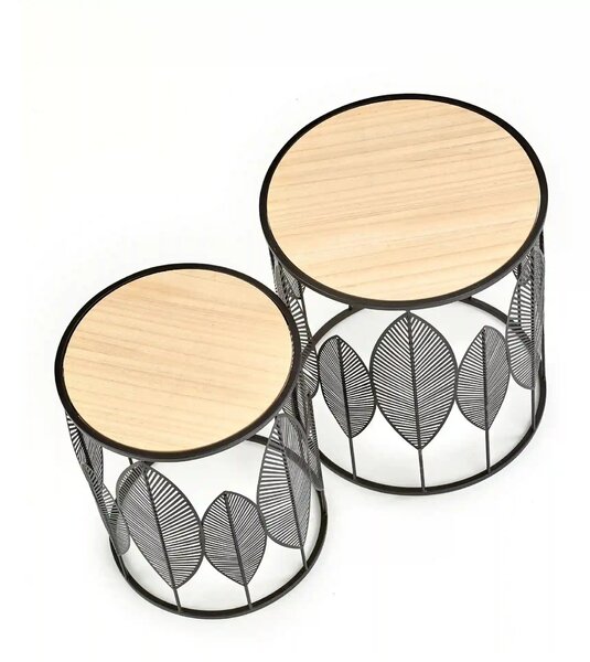 Set 2 masute cafea FOLLA, stejar/negru