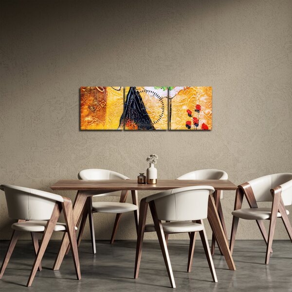 Tablou - Balerine dansînd, pictură în ulei (cu ceas) (90x30 cm)
