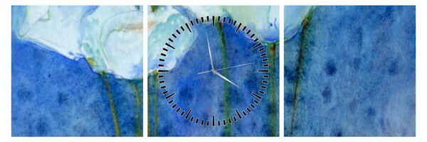 Tablou - Lalele albe (cu ceas) (90x30 cm)