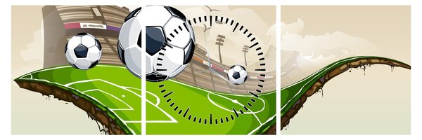 Tablou - Teren de fotbal (cu ceas) (90x30 cm)