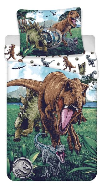 Lenjerie de pat pentru copii din bumbac pentru pat de o persoană 140x200 cm Jurassic World "Trio" – Jerry Fabrics