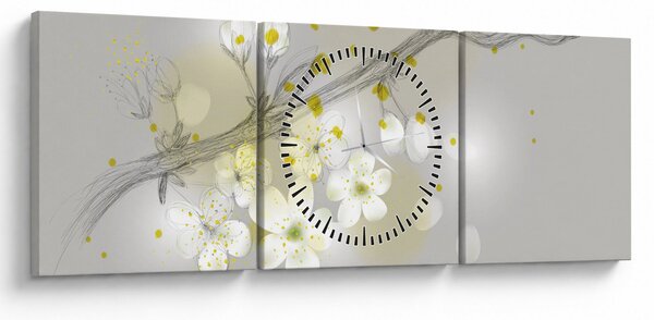 Tablou - Crenguțe înflorite (cu ceas) (90x30 cm)