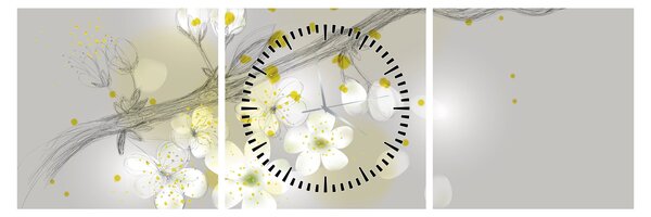 Tablou - Crenguțe înflorite (cu ceas) (90x30 cm)