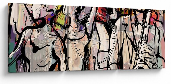 Tablou - Seara de jazz (cu ceas) (90x30 cm)