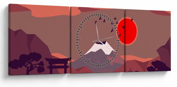 Tablou - Ilustrație a Muntelui Fuji (cu ceas) (90x30 cm)