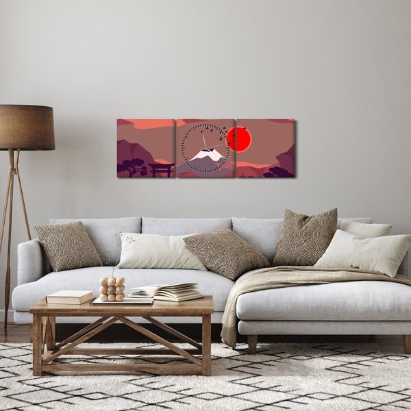 Tablou - Ilustrație a Muntelui Fuji (cu ceas) (90x30 cm)