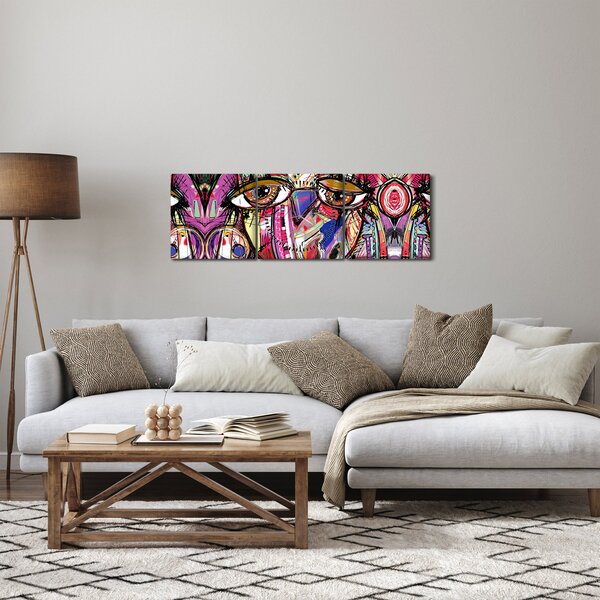 Tablou - Artă stradală - bufniță (cu ceas) (90x30 cm)