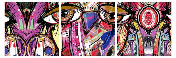 Tablou - Artă stradală - bufniță (cu ceas) (90x30 cm)