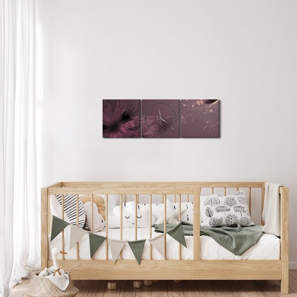 Tablou - Floare și fluture (cu ceas) (90x30 cm)