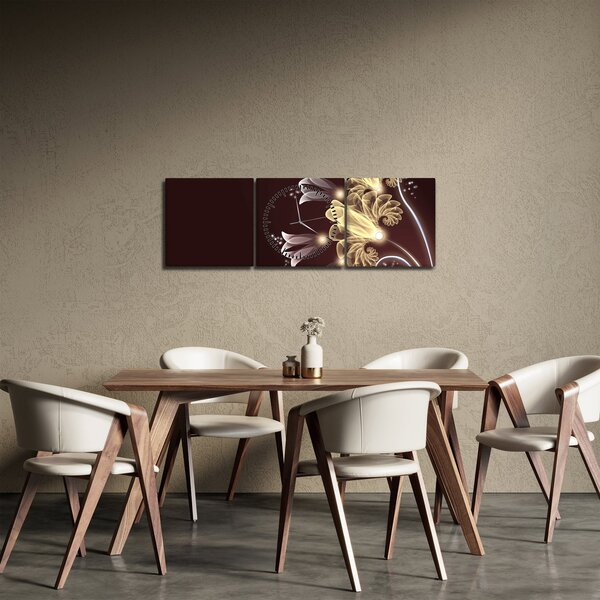 Tablou - Flori strălucitoare (cu ceas) (90x30 cm)