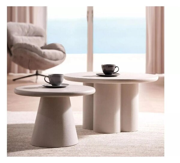 Masuta cafea ROSALIA, gri deschis, microciment, 80x45 cm