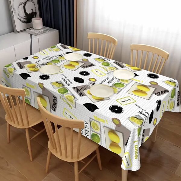 Fata de masa tip musama Pufo Lemon Time, 140 x 140 cm
