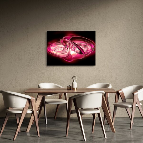 Tablou pe sticlă cu fractali roz (70x50 cm)
