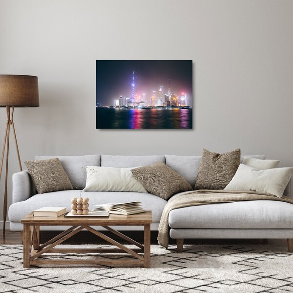 Tablou pe sticlă Shangai nocturn (70x50 cm)