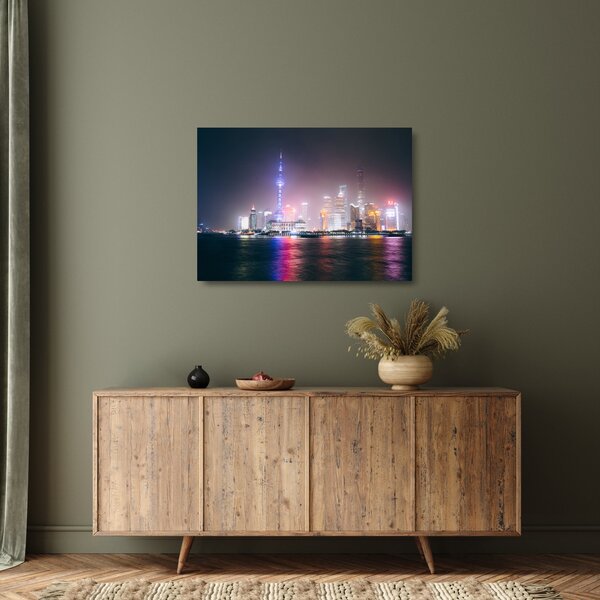 Tablou pe sticlă Shangai nocturn (70x50 cm)
