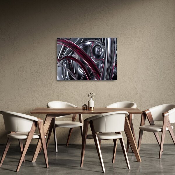 Tablou pe sticlă cu abstracție gri (70x50 cm)
