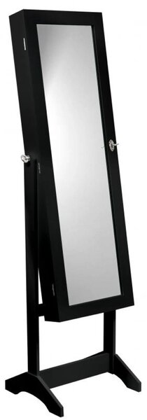 Dulap de bijuterii, cu oglinda, negru, 41,5x36,5x147 cm