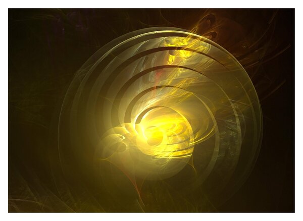 Tablou pe sticlă cu spirala abstractă în galben (70x50 cm)