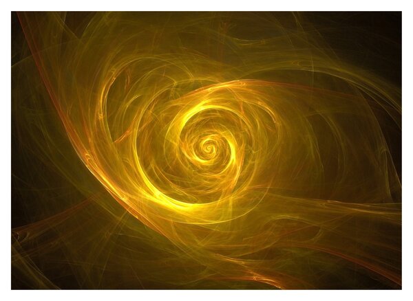 Tablou pe sticlă cu spirala abstractă în galben (70x50 cm)
