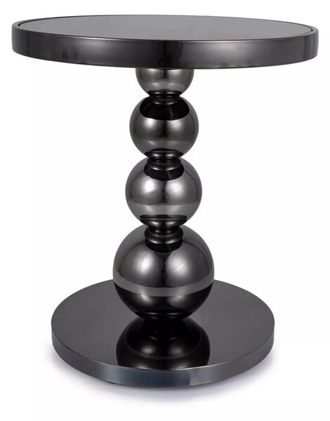 Masuta cafea RIMA, negru, sticla/metal, 50x56 cm