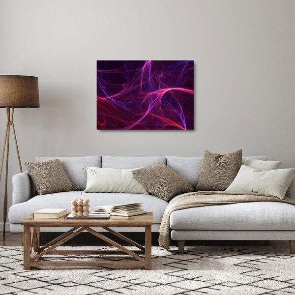 Tablou pe sticlă abstract cu linii curbe (70x50 cm)