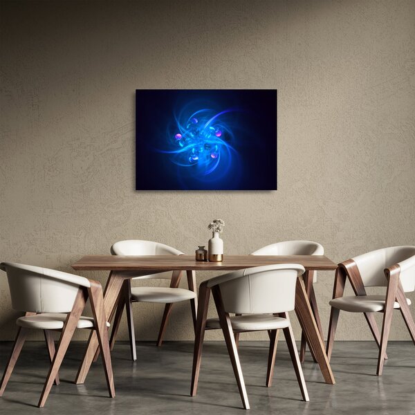 Tablou pe sticlă modern cu abstracțiune albastră (70x50 cm)