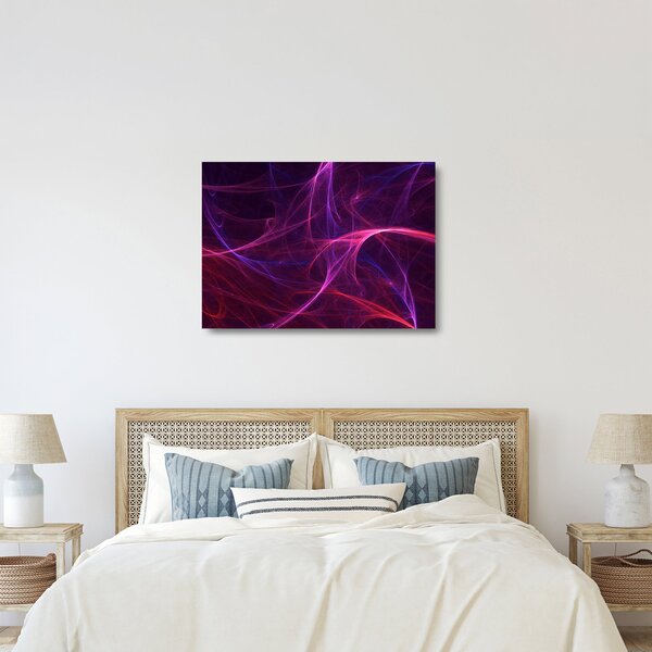 Tablou pe sticlă abstract cu linii curbe (70x50 cm)